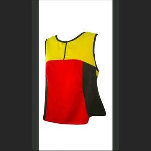 Lejay Size Medium Black Yellow Red Vintage Blouse